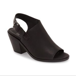 Eileen Fisher Black Glance Block Heel Sandal